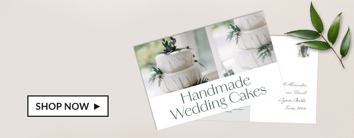 front of and back of postcards on table